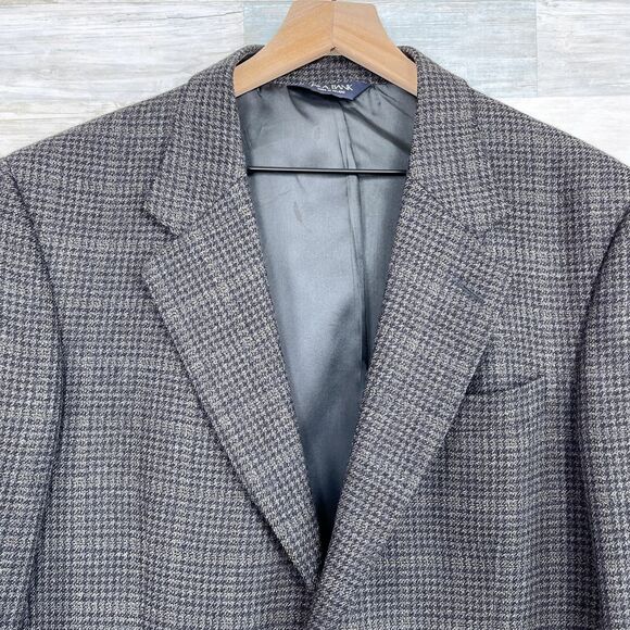 Jos A Bank Wool Tweed Sport Coat Gray Glen Check Plaid Mens 39R 39 Regular - Picture 2 of 10